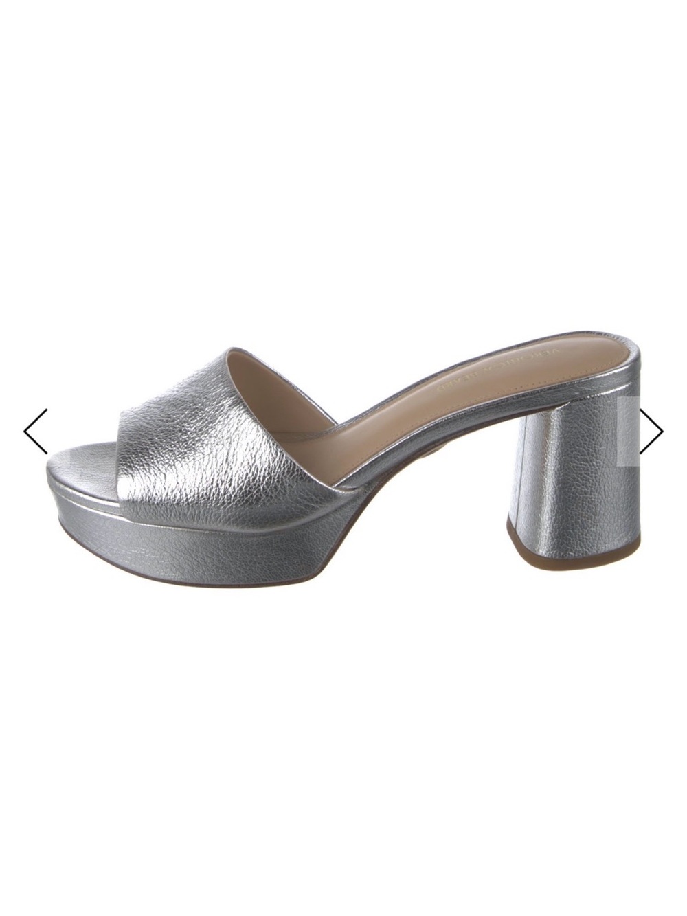 Veronica Beard Metallic Silver Platform Slide Mule